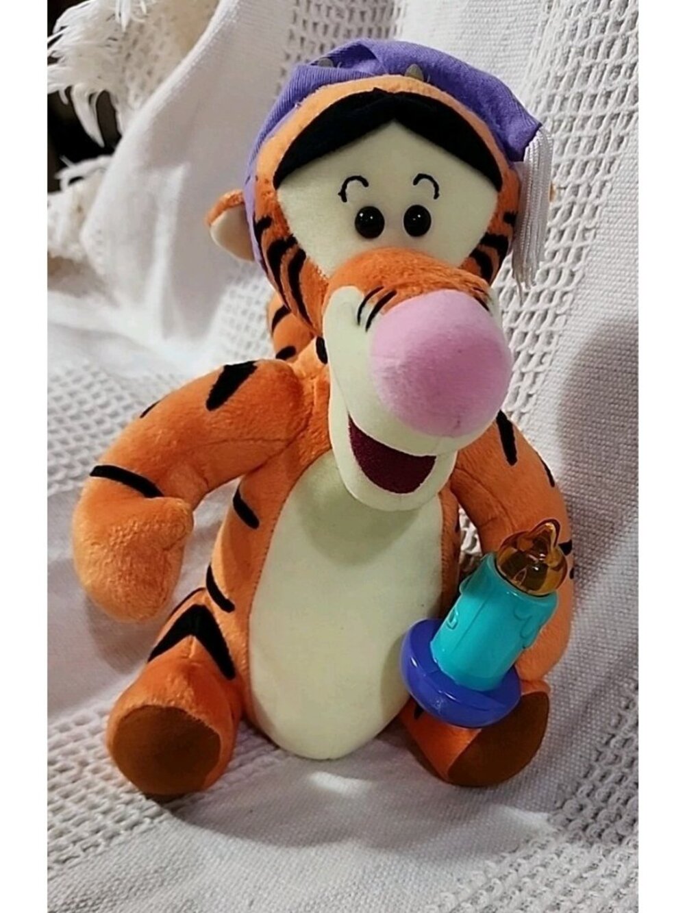 Tigger Light Up Candle Night Cap Plush Mattel 1998 Disney Winnie the Pooh WORKS